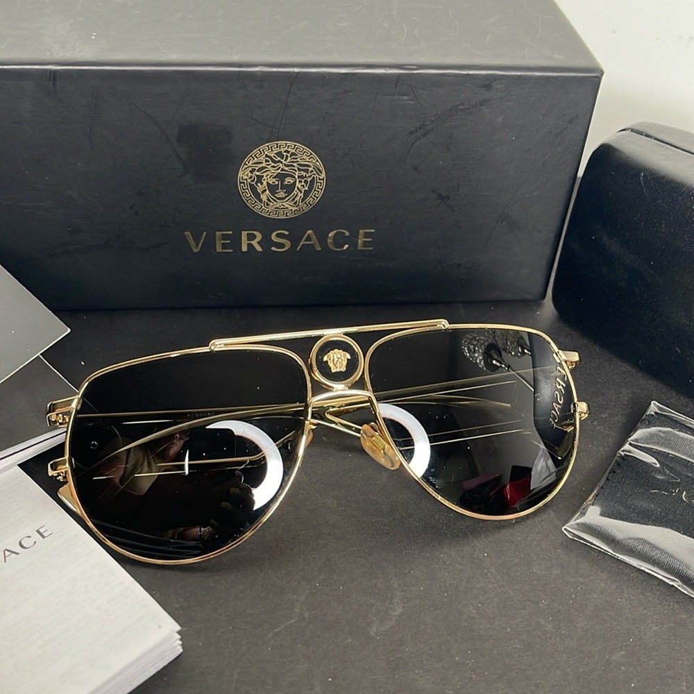 Versace Gold Aviator Sunglasses